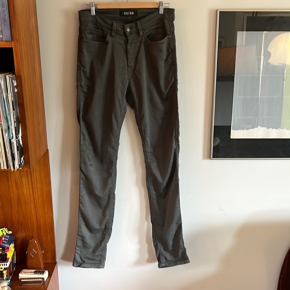 Sage green Duer N2X slim pant.